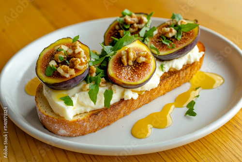 A white plate topped with sliced figs and cheese