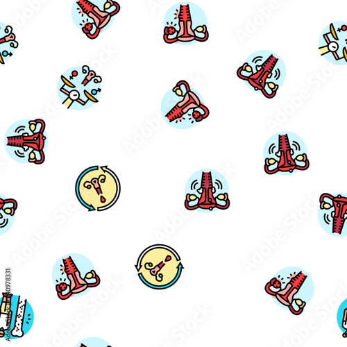 woman health medical care vector seamless pattern thin line illustration