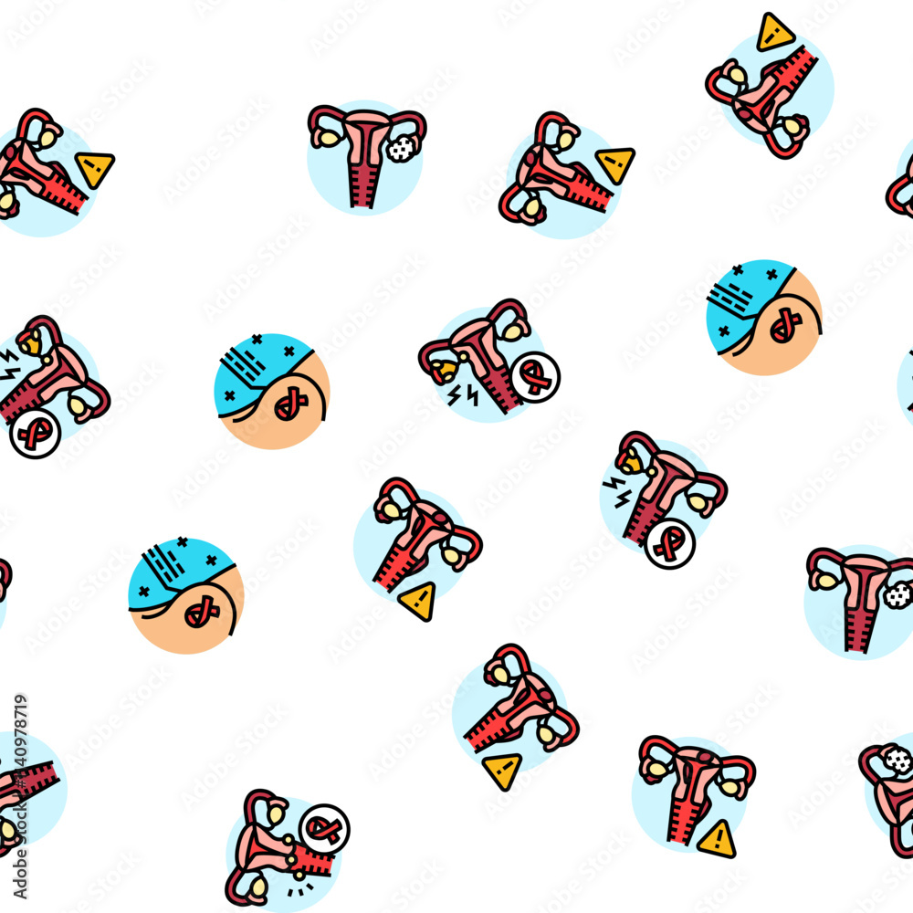 Obraz premium woman health medical care vector seamless pattern thin line illustration