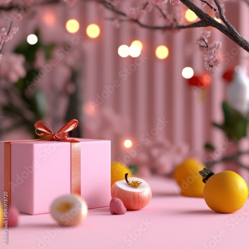 a pink box with a bow