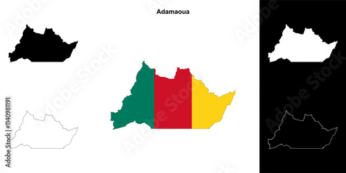 Adamaoua region outline map set photo