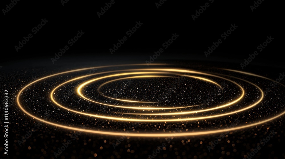 Abstract digital art piece with a black background. in the center of the image, there is a circular shape made up of thin, golden lines that form a ring-like pattern. Abstract digital art piece with a black background. in the center of the image, there is a circular shape made up of thin, golden lines that form a ring-like pattern.