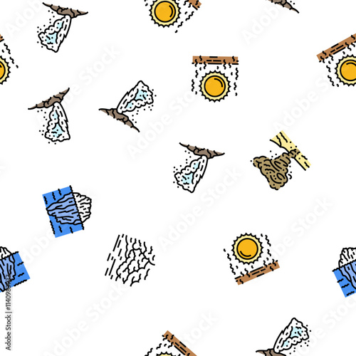 natural phenomena weather sun vector seamless pattern thin line illustration