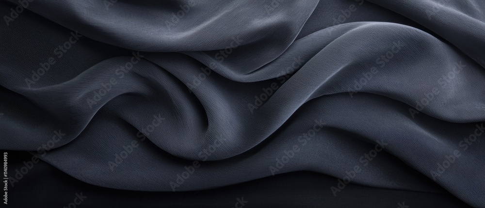 Fototapeta premium Close-up of a dark blue fabric with a smooth and elegant texture. the fabric appears to be made of a silky or satin-like material, with a subtle sheen that catches the light.