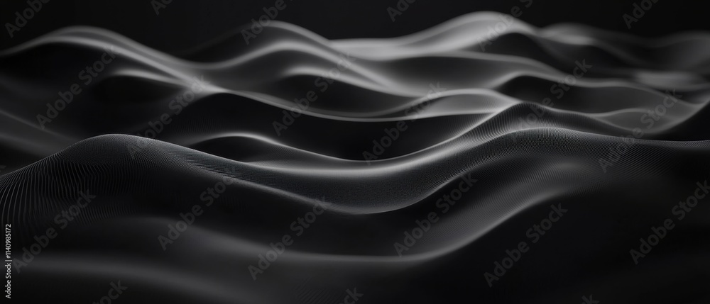 Obraz premium Black and white abstract background with wavy lines that create a sense of movement and depth.