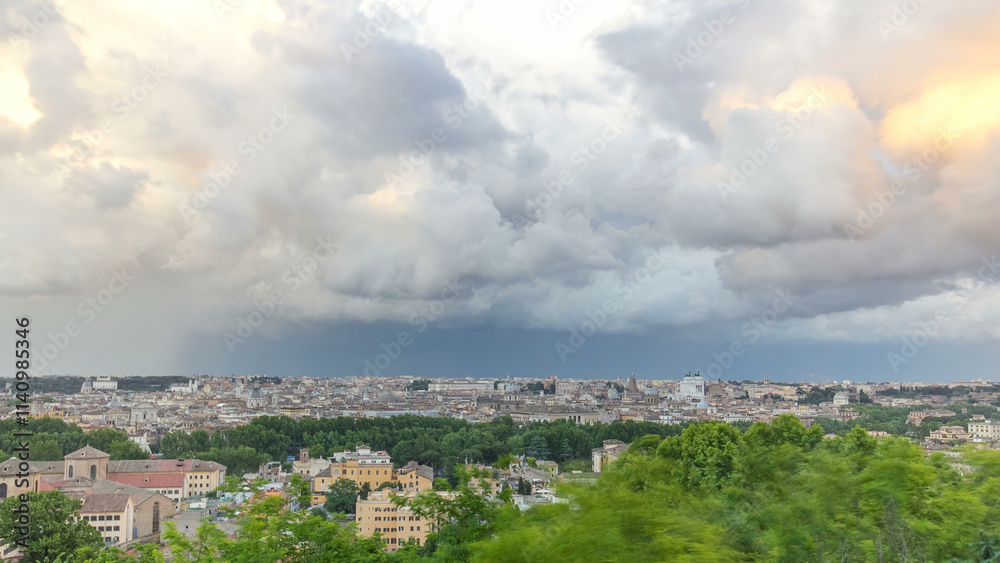 Panoramic view of historic center timelapse of Rome, Italy Panoramic view of historic center timelapse of Rome, Italy