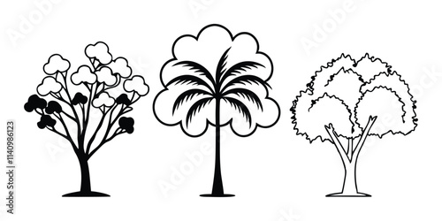 Wallpaper Mural Silhouette Tree Line Drawing Set Torontodigital.ca