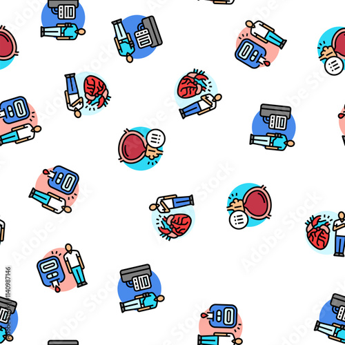 man disease health medical vector seamless pattern thin line illustration