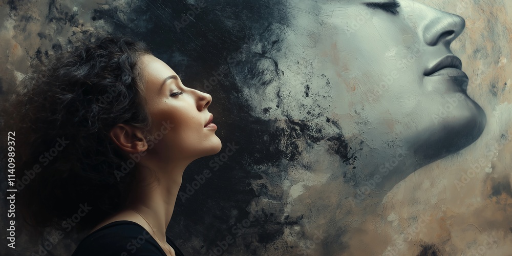 Fototapeta premium A serene portrait showcasing a woman's profile and beauty.