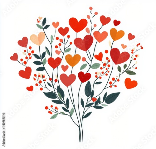 Colorful heart shaped flowers arranged in a vibrant bouquet for celebrations
