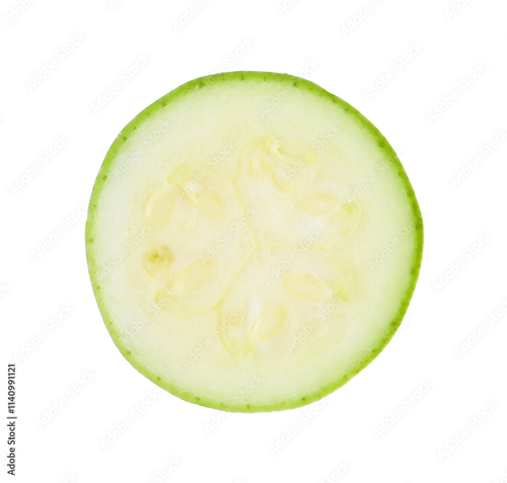 One piece of fresh zucchini isolated on white One piece of fresh zucchini isolated on white