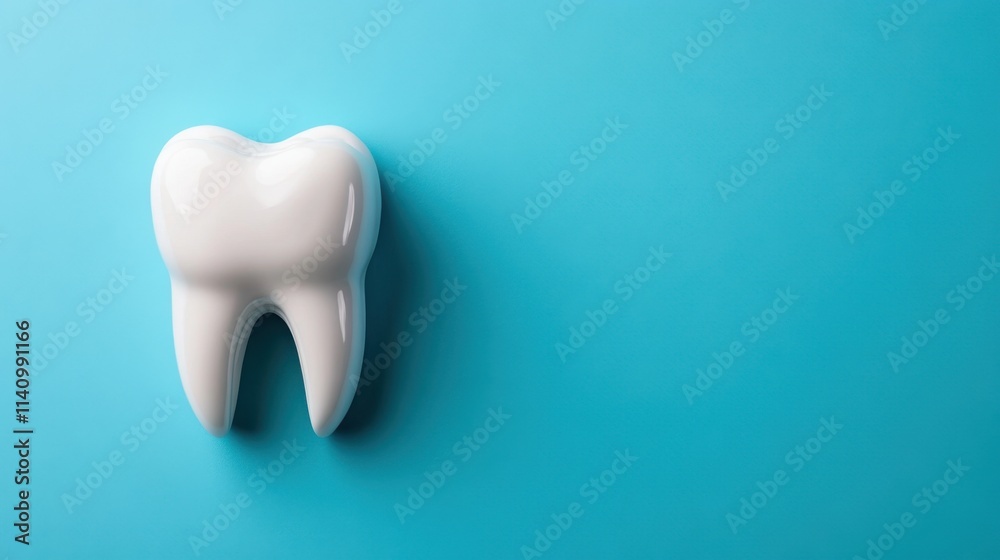 White Tooth Model on Bright Blue Background for Dental and Health Concepts and Education Materials White Tooth Model on Bright Blue Background for Dental and Health Concepts and Education Materials