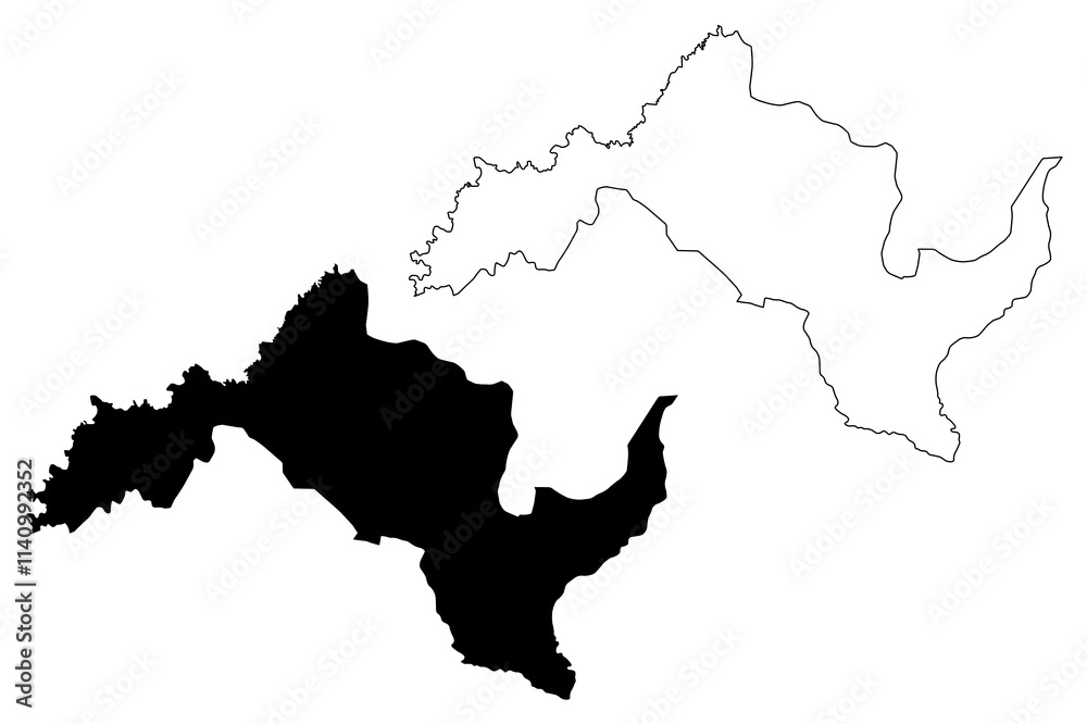 Obraz premium Leribe District (Districts of Lesotho, Kingdom of Lesotho) map vector illustration, scribble sketch Leribe map