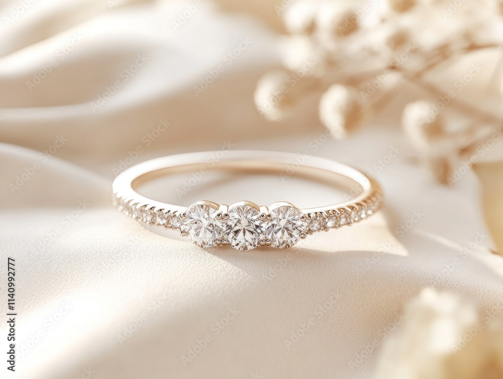 Elegant Diamond Ring on Silk Elegant Diamond Ring on Silk