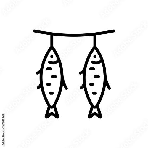 Fish line icon. Seafood product sign, ocean fish cooking or culinary ingredient symbol. Best for menus of restaurants, cafes, bars and food courts