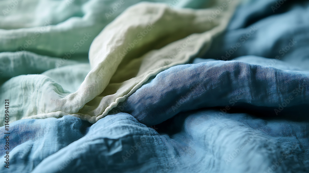 Soft blue and green muslin blanket Soft blue and green muslin blanket