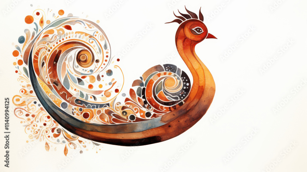 Fototapeta premium Black History Month Art: Sankofa Bird in Watercolor