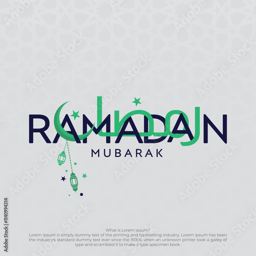 Illustration of Ramadan Mubarak 2025 with an intricate Arabic lamp for the celebration of the Muslim community festival.