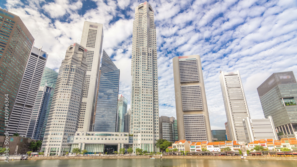 Obraz premium Downtown skyscrapers office buildings of modern megalopolis timelapse hyperlapse