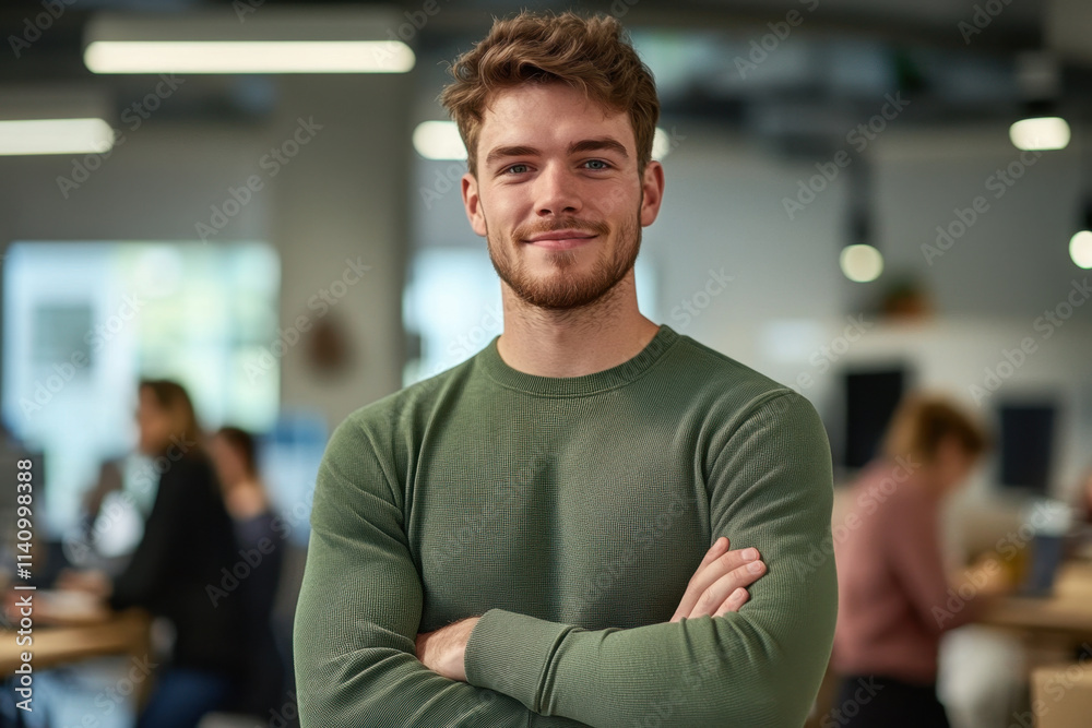 Successful mid business man looking at camera

