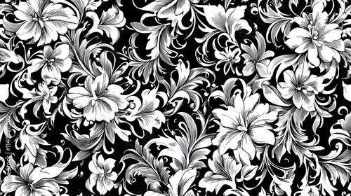 Monochrome two-tone tropical pattern