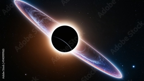 breathtaking planetary eclipse in space, showcasing the celestial alignment of planets and the shadow cast over the cosmos, a stunning cosmic event