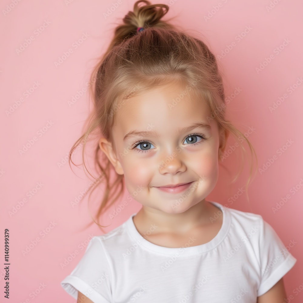 Portrait smiling child girl over pink Background. Portrait smiling child girl over pink Background.