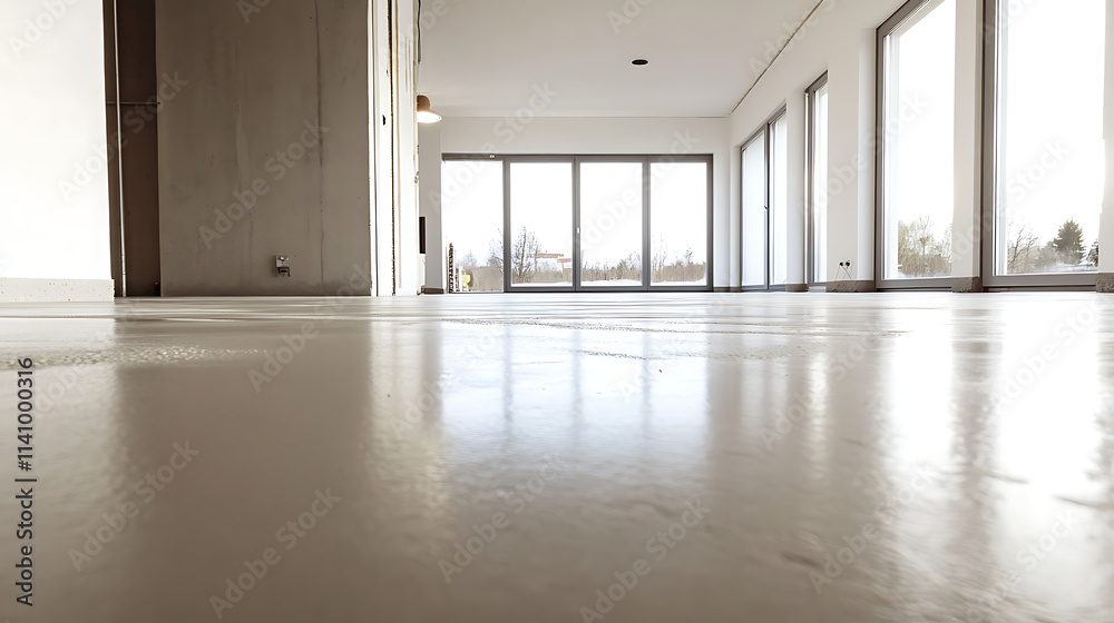 Obraz premium Newly laid screed concrete mixed with cement to level floors