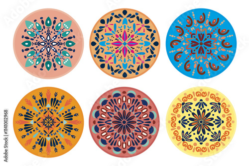 Vector illustration Calm and elegant art pattern with blooming flowers in bright and delicate hues. Classic, original design pattern. Handmade, fabric, background, carpet, wallpaper, textile, ceramic.