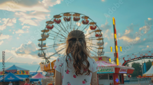 girl visiting a summer fair