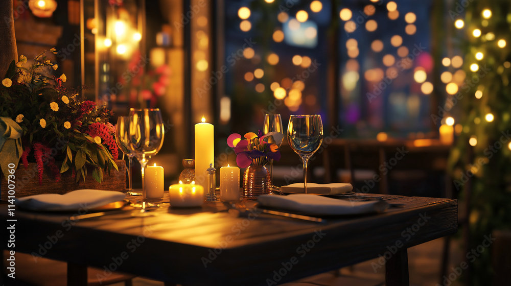 Vorlage Restaurant Gutschein Motiv Idee gedeckter Tisch im Restaurant Generative AI Vorlage Restaurant Gutschein Motiv Idee gedeckter Tisch im Restaurant Generative AI
