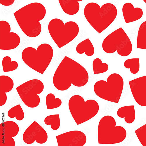Red heart seamless patterns on a white background create a vibrant and cheerful design for various occasions