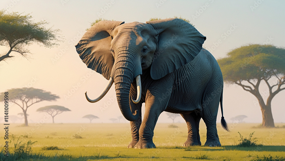 Fototapeta premium Explore stunning elephant images and art: majestic giants, baby elephants, and herds in the wild. Perfect for presentations, nature projects, and creative designs.