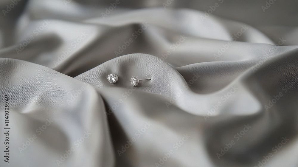 Obraz premium Elegant Diamond Earrings on Soft Silky Fabric Background