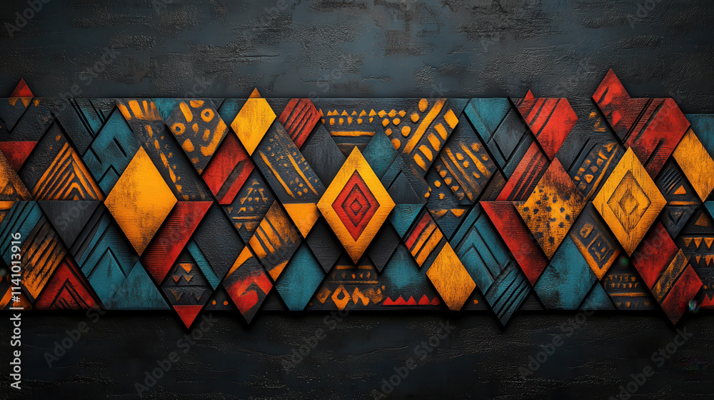 Naklejka premium Vibrant Tribal Colors and Patterns Celebrating Black History Month