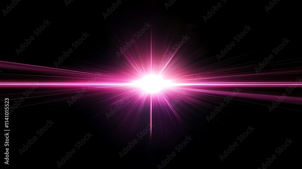 Obraz premium Pink bokeh flare light effect on black background, for overlay and screen layer modes