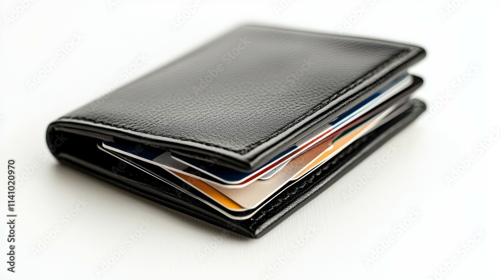 Black wallet with credit cards, white isolate background Black wallet with credit cards, white isolate background