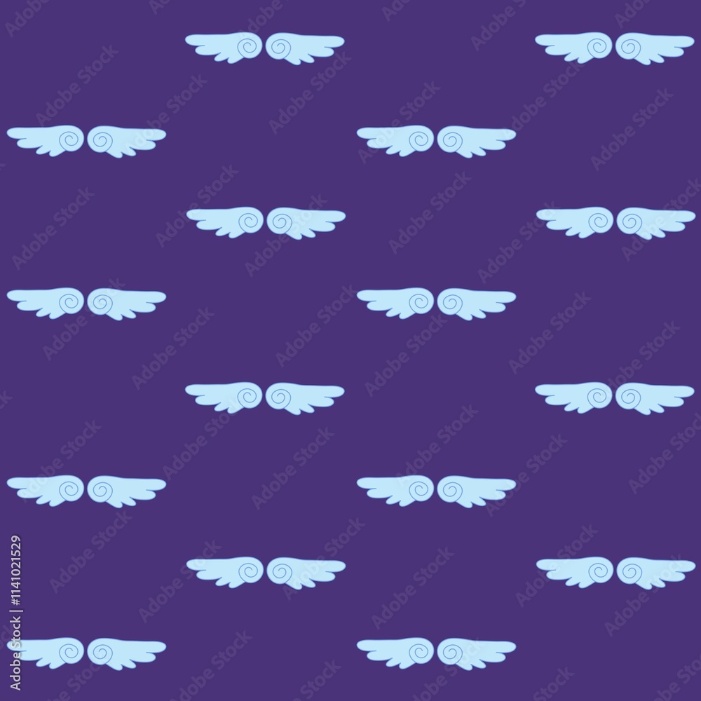 Blue wings seamless pattern, soft wings Blue wings seamless pattern, soft wings