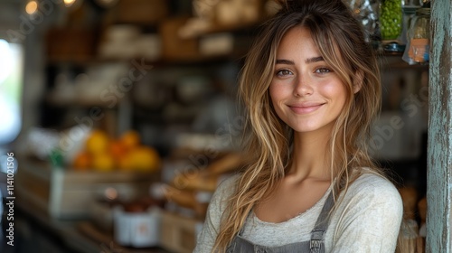 Confident Young Woman in a Small Business Setting