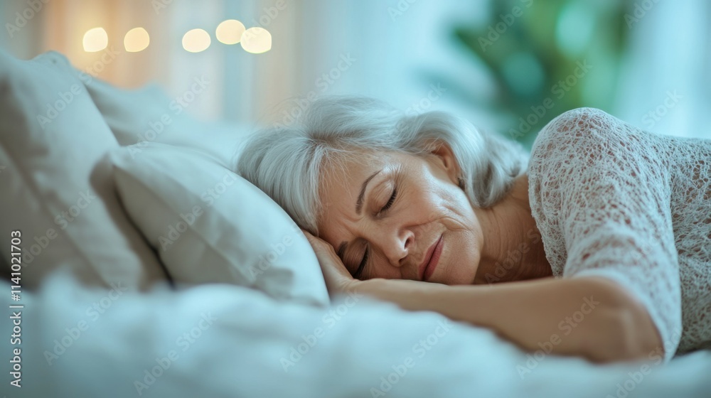 old age and people concept - senior woman sleeping in bed at home bedroom old age and people concept - senior woman sleeping in bed at home bedroom