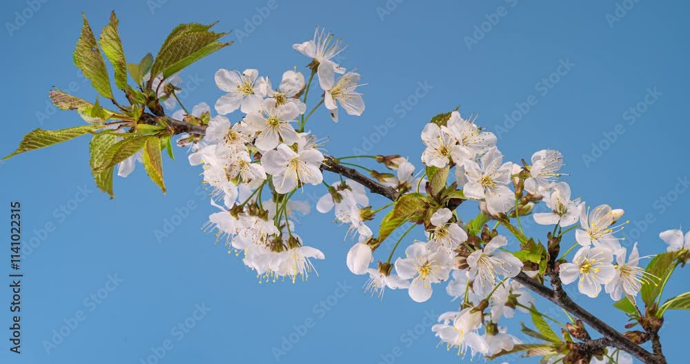 Cherry flower blooming in spring nature Time lapse