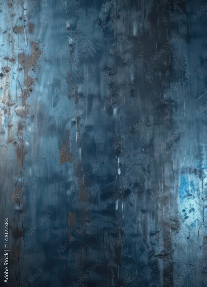 Obraz premium Abstract blue metallic surface, grunge texture, material, background