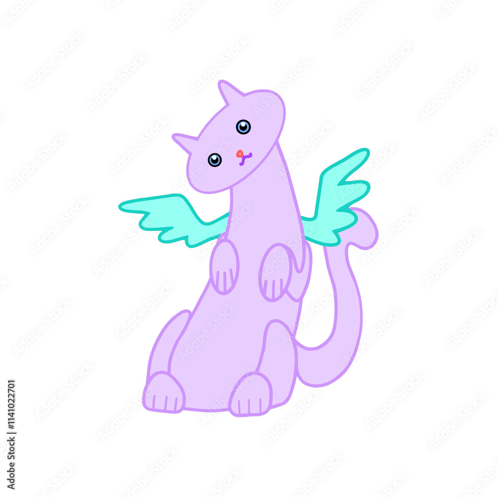 Fototapeta premium Element cats, fantasy cat with wings