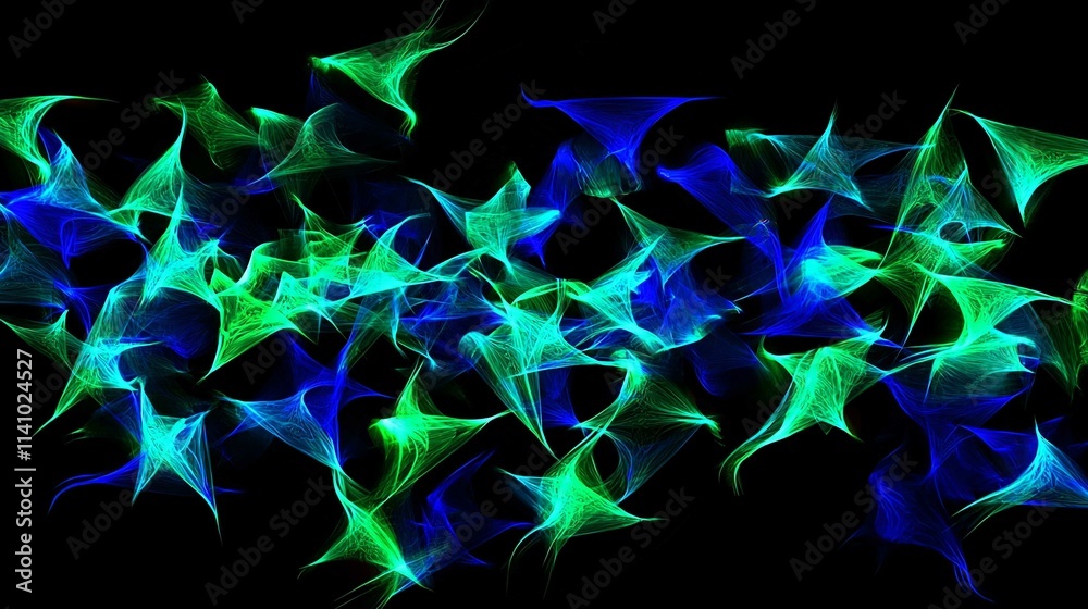 Naklejka premium Energizing Blue Smoke Wave Fractal Design Art with Flowing Patterns and Glowing Effects