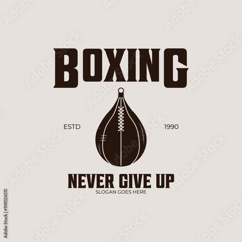 Boxing speed ball logo vector vintage illustration template icon graphic design . Leather pear shape punching bag vintage. sign and symbol