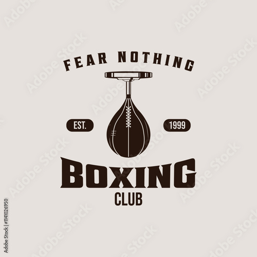 speed bag boxing with slogan fear nothing logo vector vintage illustration graphic design, boxing club logo fight sport for, sign or symbol for academy boxing, gym, or competition