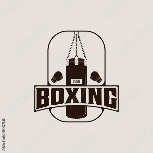 heavy bag boxing logo vector vintage illustration template icons, stamp boxing sign or symbol