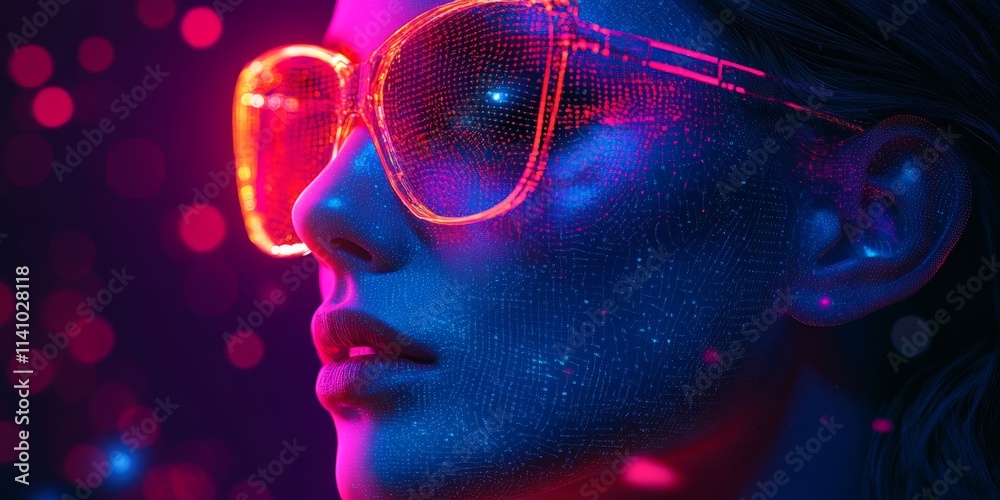 Abstract Digital AI Visualization with Glowing Lights Abstract Digital AI Visualization with Glowing Lights