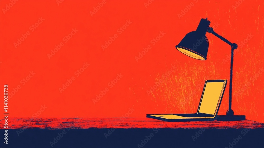 Top view of a clean desk with an open laptop, minimalist flat lay design for technology, business, or remote work concepts Top view of a clean desk with an open laptop, minimalist flat lay design for technology, business, or remote work concepts