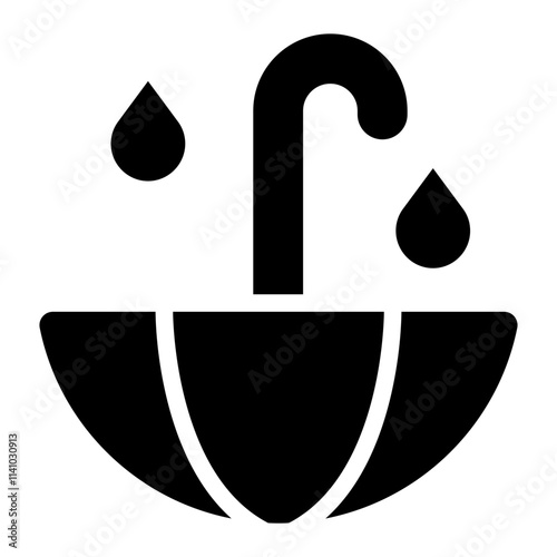 Upside down umbrella for rainwater conservation glyph icon